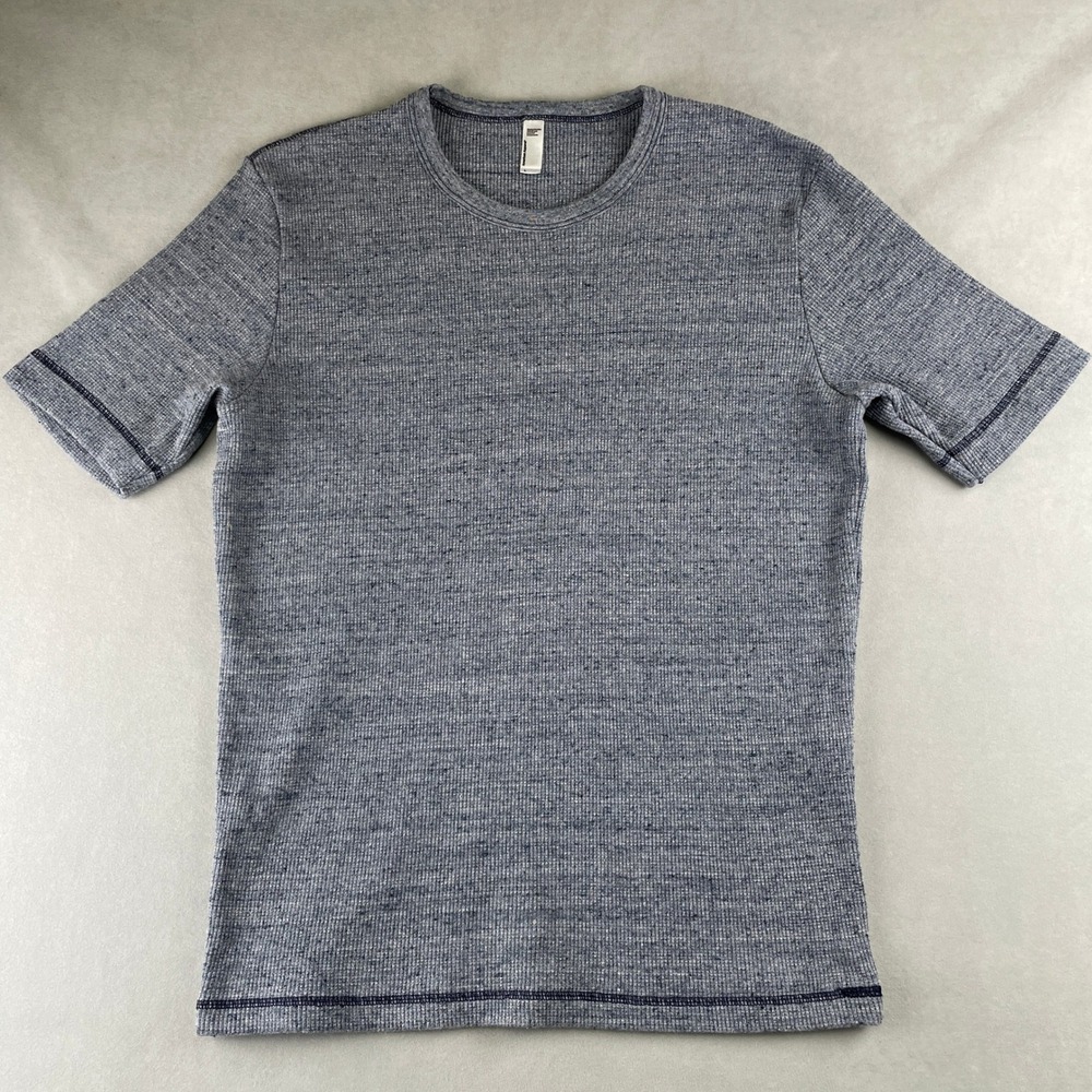 American Apparel Mens Short Sleeve Thermal TShirt L Heather Grey USA Made‎ READ